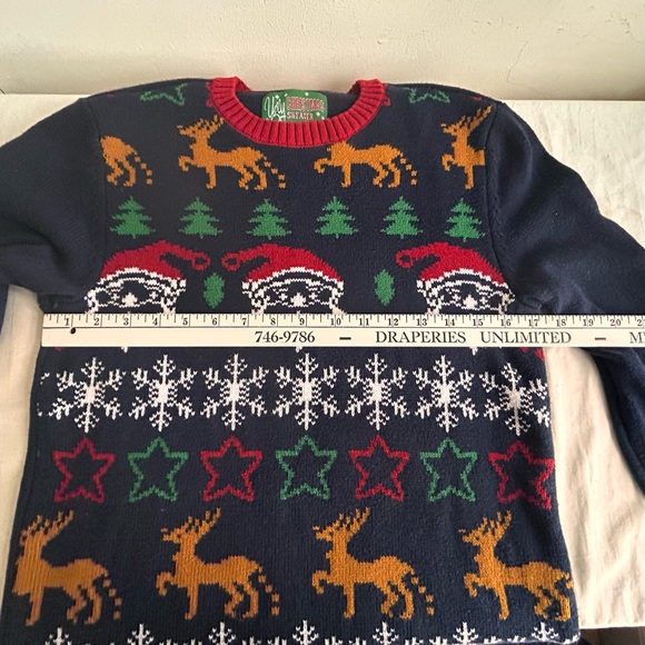 Ugly Christmas Sweater Holiday Santa Reindeers Snow Flakes Trees Stars - Picture 9 of 12